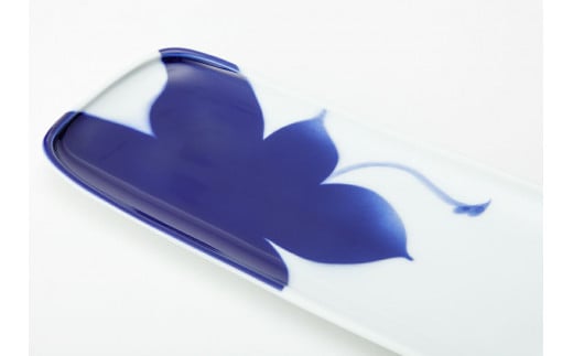 深川製磁 有田焼 IROHA ペア 一文字皿 フカガワブルー モミジ