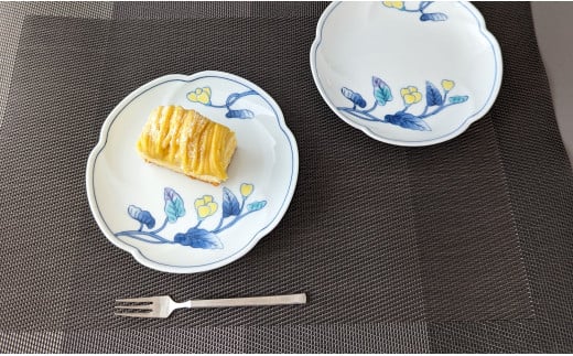 有田焼 黄花・紅花 銘々皿 4枚セット【東洋セラミックス】