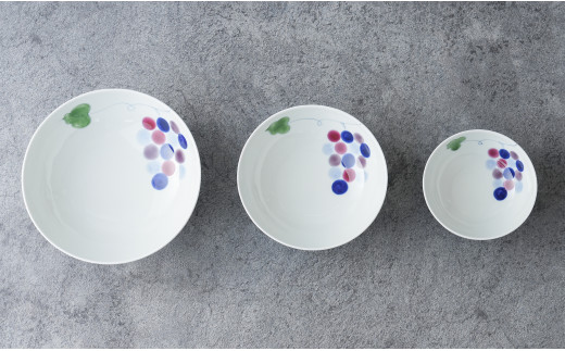 有田焼 彩り ぶどう お碗 大中小3点セット 大慶 食器 うつわ