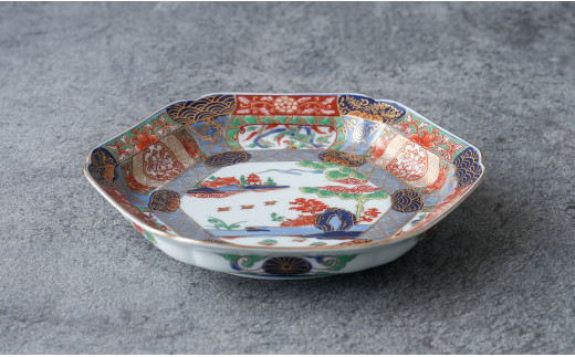 有田焼 【復刻古伊万里】 錦色絵六角焼皿 18cm 大慶 食器 う