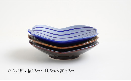 有田焼 瓢形瑠璃釉銀彩銘々皿 3枚 平菊銘々皿 2枚 縁起物 万