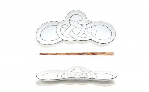 有田焼 プラチナ線松結び 長皿 2枚セット 24to3【西富陶磁器