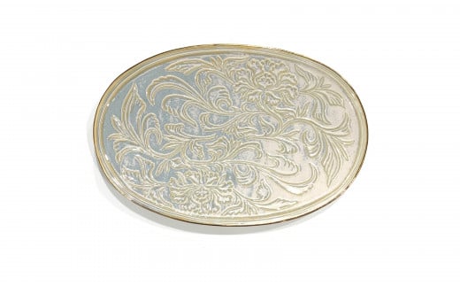 有田焼 ハクア 花唐草彫 オーバルプレート27cm 2枚セット 化