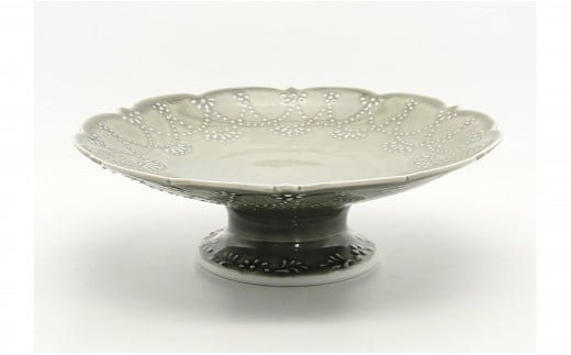 有田焼 惣次郎窯 大串真司 華やぎ 高台コンポート 7寸 グレ