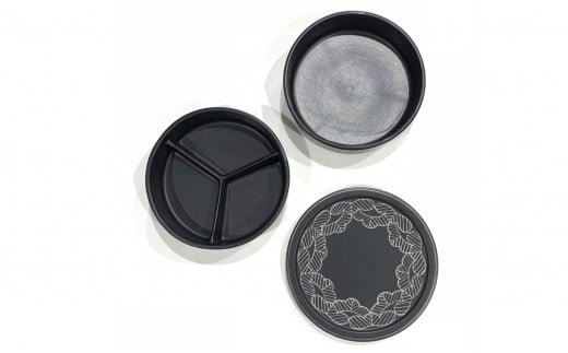 有田焼 マットブラック 松絵段重 24to3【西富陶磁器オリジナ