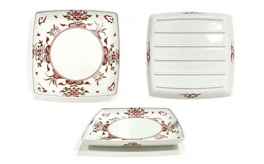 有田焼 赤絵万暦 角皿 L 22cm 24to3【西富陶磁器オリジナル】