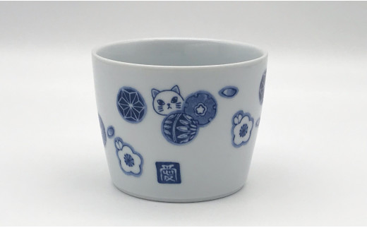 有田焼 猫部カップ 5個セット・花てまり柄 有田テラス ネコ