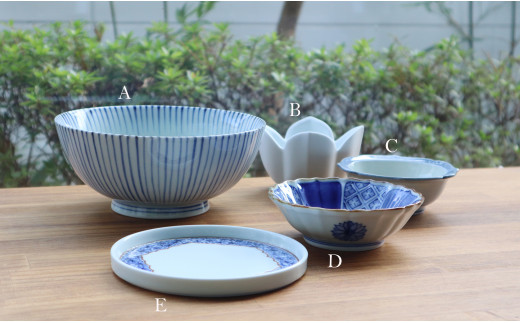 【アウトレット】有田焼 染付 5点 詰め込み set うつわ かわ