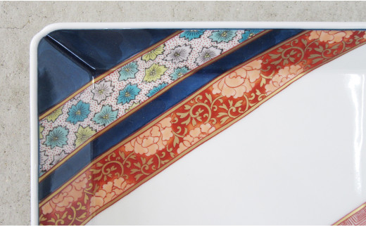 染錦花弁龍紋 長角皿（大・小）セット 篠英陶磁器 有田焼 