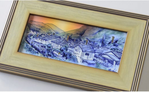 有田焼 線刻陶額「初夏の夕映え～有田風景～」【聡窯 辻聡