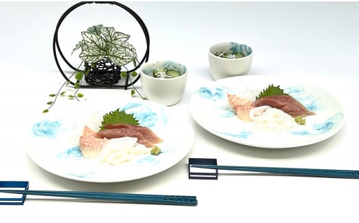 ARITAYAKI MUTSU 空（ブルー）24cm プレート・コップ ペアセット 