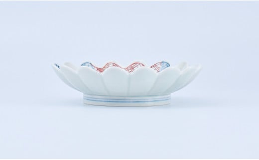 有田焼 文青 地紋 菊形6.5寸皿 18cm【まるぶんオリジナル】食