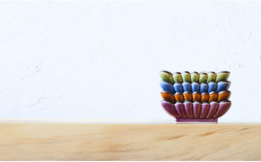 有田焼 菊形角小皿 4色セット（ルリ釉・飴釉・織部釉・紫