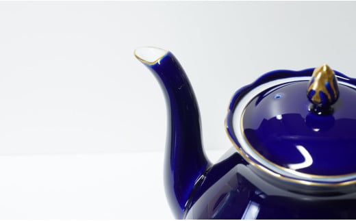 有田焼 ゴールドライン瑠璃・ポット【香蘭社】食器 白磁 