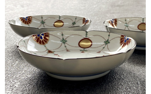 有田焼 其泉 赤玉瓔珞文 銘々皿 15cm 4枚【賞美堂本店】器 う