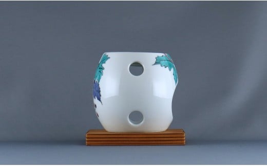 有田焼 茶香炉〈山ぶどう文〉【赤絵白磁硯処 雪月花】手描