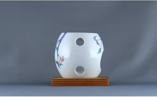 有田焼 茶香炉〈山桜文〉【赤絵白磁硯処 雪月花】手描き 