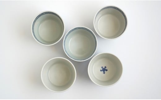 有田焼 突立蕎麦猪口（大）5点 セット【李荘窯業所】丸紋 