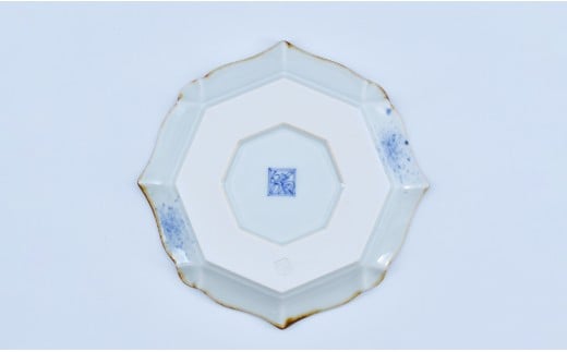 有田焼 牡丹唐草 輪花銘々皿 【まるぶん】 食器 染付 器 皿 