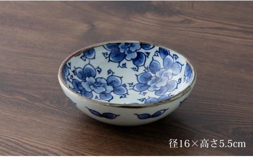 有田焼 手描き 渕錆厚渕ボール(椿・丸紋) ～華一園シリーズ