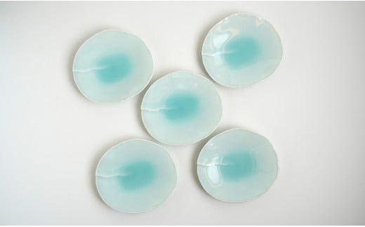 有田焼 青白磁切継銘々皿 5枚組【貴好人】取皿 ケーキ皿 和