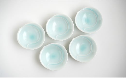 有田焼 青白磁稜線小鉢 5枚組 【貴好人】取鉢 小鉢 シンプ