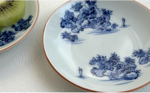 有田焼 山水絵小皿セット（2枚1組）【起山窯】食器 うつわ 