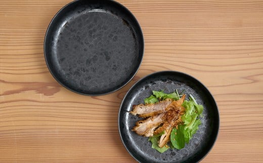 有田焼 17cm カットボウル 黒陶 2点 セット【金善製陶所】和