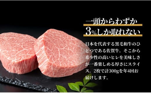 【全4回定期便！総計1.2kg】佐賀牛ヒレ定期便 300g 全4回【有