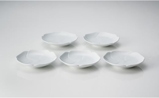 有田焼 白磁花小皿 5枚組【中仙窯】中尾純 伝統工芸 作家 
