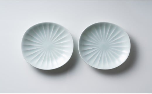 有田焼 青白磁稜線楕円皿 2枚セット【中仙窯】中尾純 伝統