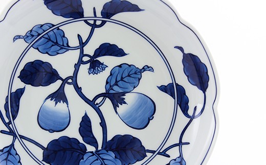 源右衛門窯 源右衛門窯 染付茄子絵 皿 器 食器 盛皿 飾り皿 