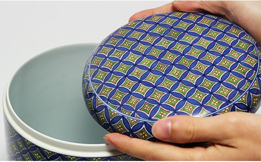 源右衛門窯 染錦七宝紋 御骨壺 有田焼 骨つぼ 終活 こつつ