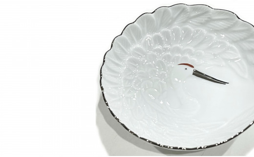 金・プラチナ鶴亀小皿セット 西富陶磁器 A18-172