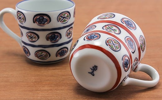 源右衛門窯 染錦丸紋割 組マグカップ 食器 マグカップ ペア