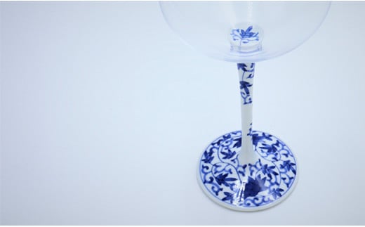 有田焼 福泉窯 ワイングラス 染付 華唐草 陶窯みかわや AA170