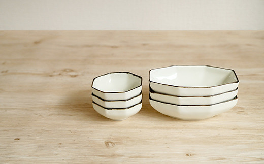 金善製陶所 長角八角小鉢 豆八角小鉢 6点セット 有田焼 和