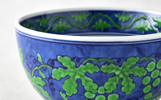 源右衛門窯 緑彩葡萄絵 飯碗 器 食器 お茶碗 ごはん 茶碗 小