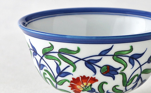 源右衛門窯 染錦石竹花文 飯碗 器 食器 ご飯茶碗 おちゃわ