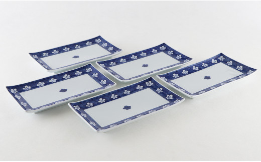 源右衛門窯 古染風梅紋 長角皿 器 食器 角皿 焼物皿 有田焼 