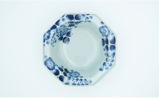 山口洋一工房 辻が花八角7.5寸鉢 有田焼 A95-9