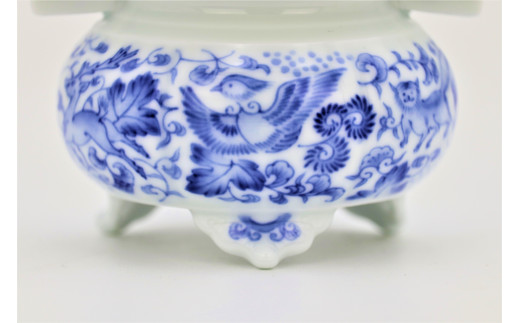 有田焼 禁裡御用（宮内庁）窯元 辻精磁社 染付葡萄唐草鳥