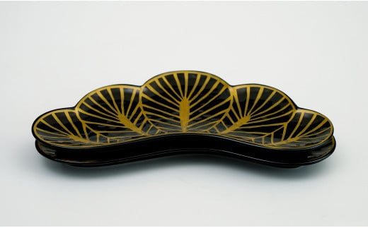 招福長皿 黒松（有田焼 幸楽窯）/ 2枚 セット 深海三龍堂 松