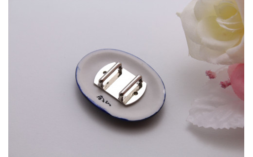 帯留め 釉彩るりブルー 有田焼アクセサリー二宮閑山 和装