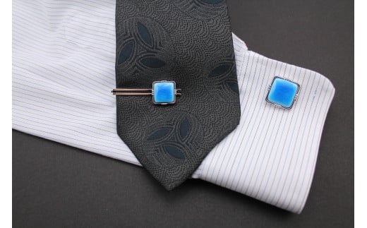 ネクタイピン スカイブルー 有田焼アクセサリー二宮閑山 