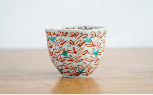 有田焼 ゆらり和カップ＆豆皿セット/赤絵風花【藍土】 フ