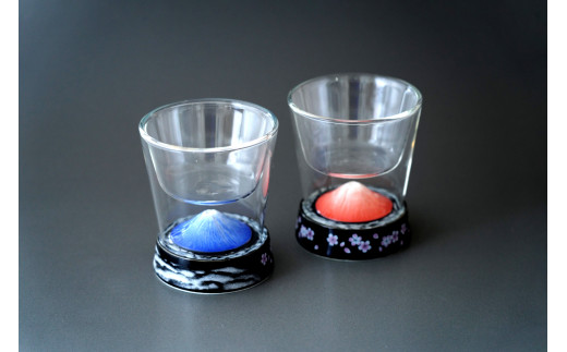 有田焼とガラスのコラボ Fortune glass小２個セット（赤富士・