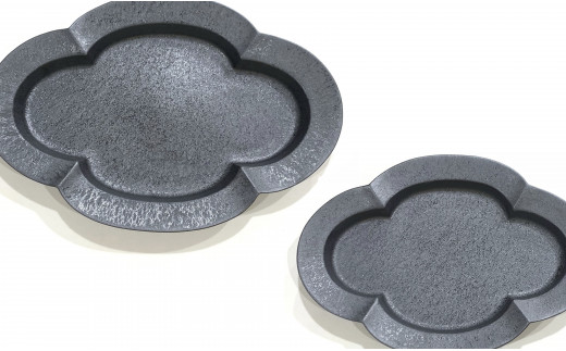 有田焼 ショウ塗 木瓜皿 L / Mセット 化粧箱入 24to3【西富陶