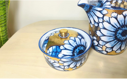 有田焼 親和貞陸 金色に輝く向日葵のコーヒードリッパーセ