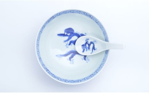 有田焼 究極のラーメン鉢 龍紋ペア ペアセット レンゲ付【